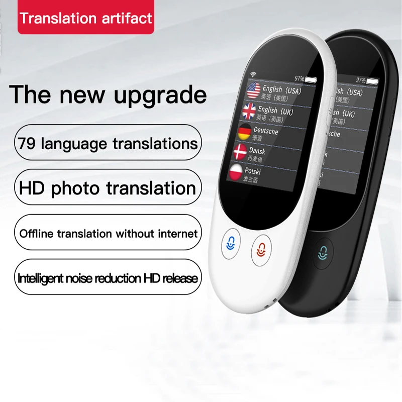 2.4" WiFi+Hotspot Smart Translator Voice Photo 72 Languages Instant Translation 