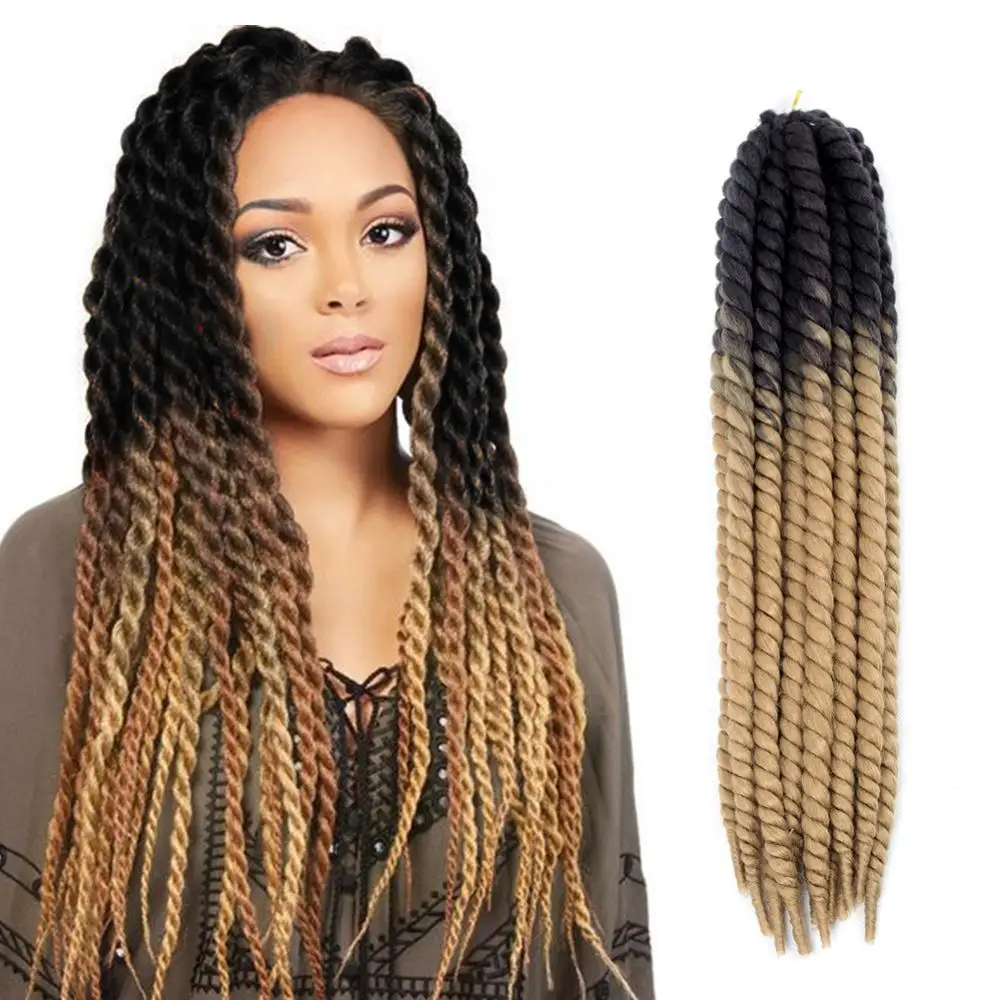 

Kong&Li 22Inch Jumbo havana Mambo Twist Crochet Braid Synthetic Hair Extensions Crochet Twist Braids 12 Root/Pack