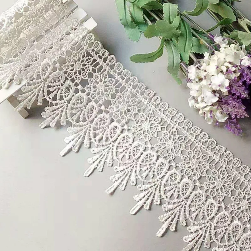 

2 Yard White Flowers Embroidered Lace Trim Ribbon Applique Fabric Sewing Craft DIY Vintage Crochet Wedding Bridal Dress New