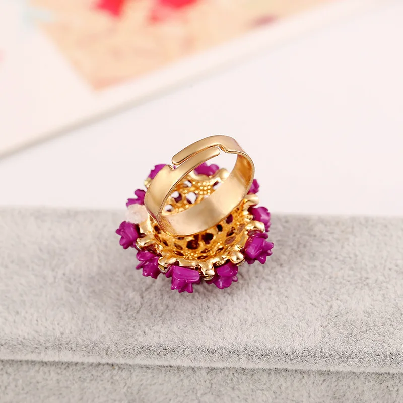 Розовое кольцо, керамические женские Стразы, Кристальное кольцо, Богемия, регулируемая случайная смесь цветов