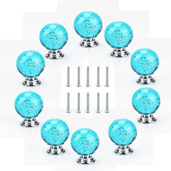 

Kitchen Cabinet Knobs Crystal Round Bubble Glass Handle Decorative Cupboard Dresser Drawer 10 Pcs Bookcase Pull Bathroom