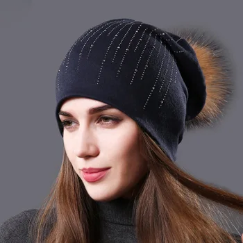 

Autumn and winter fashion rhinestone female hat female pile hat acrylic casual hat cap ear warmer