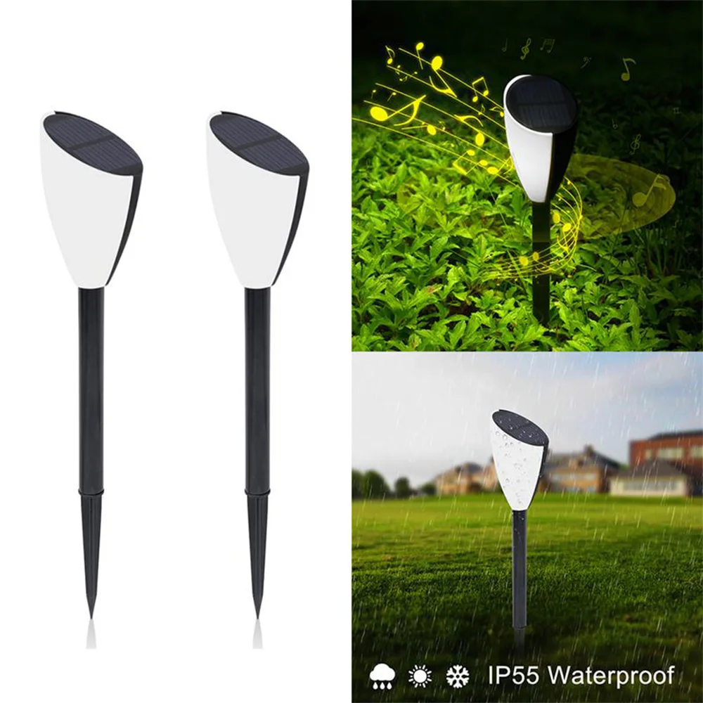 2Pcs Solar Music LED Light Path Lighting Weatherproof Landscape Lights Lawn Lights Garden Decoration Path Lights Warm Light
