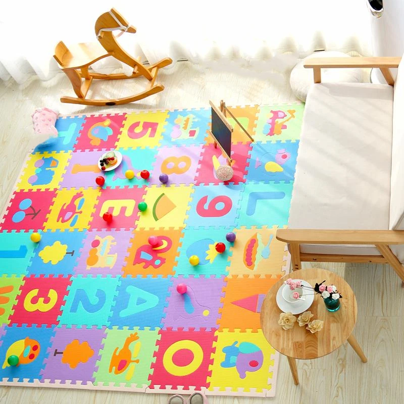 

10 Pcs Letter and Number Baby EVA Foam Puzzle Play Mat/ Interlocking Exercise Floor Carpet Tiles, Rug for Kids,Each30cmX30cm