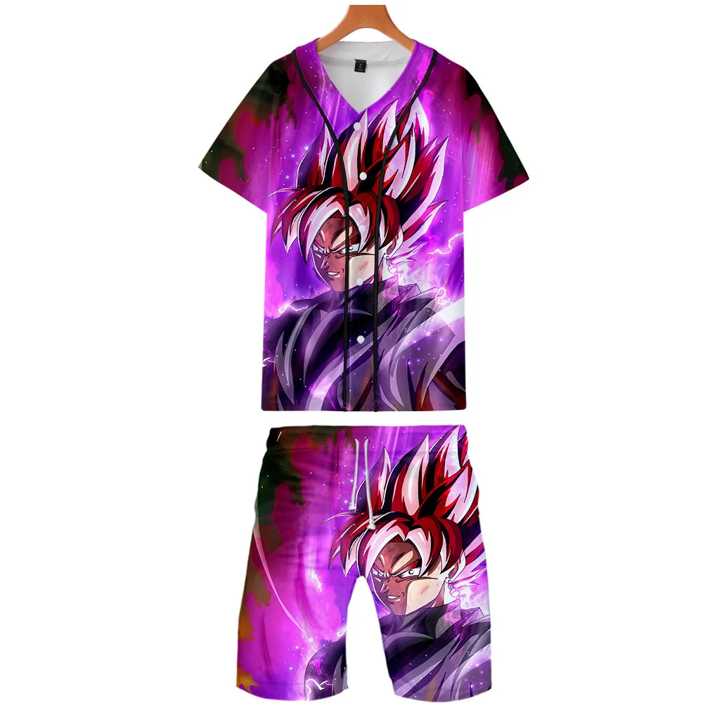 DRAGON BALL летние мужские повседневные пляжные костюмы шорты с коротким рукавом свитер+ брюки Быстросохнущий Спортивный костюм спортивные костюмы Спортивная одежда