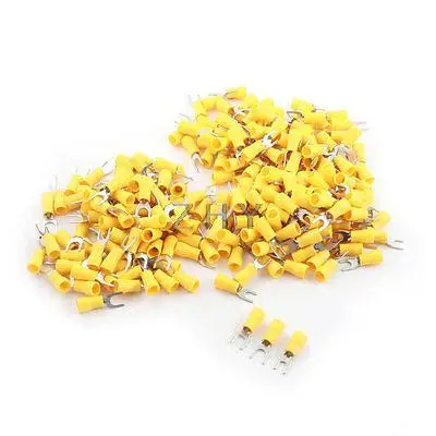 

240 Pcs Yellow Pre Insulated Fork Terminal Cable Connector 12-10AWG 6.4mm