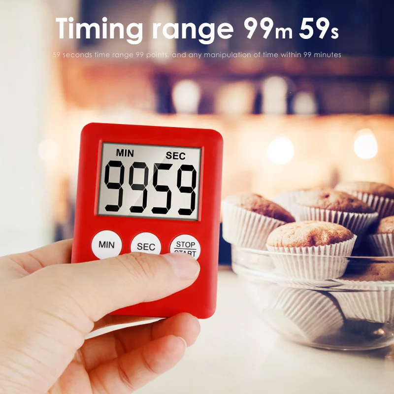 

New 1Pc 5 Colors Super Thin LCD Digital Screen Kitchen Timer Square Cooking Count Up Countdown Alarm Magnet Clock