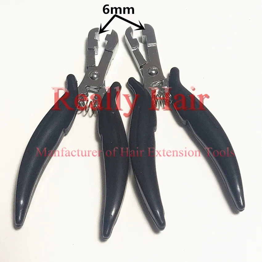 

Free shipping 2pcs Wholesale sales antirust plating flat hair Black handle 6mm model extensions/hair extension tools/Hair plier