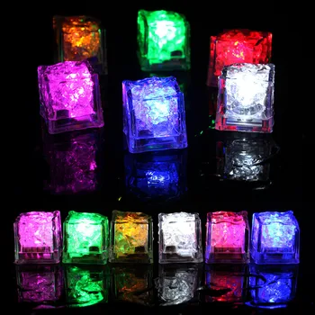 

Glowing ice cube LED fluorescent block colorful flash ice cube flash induction ice lamp KTV bar wedding party supplies 6pcs