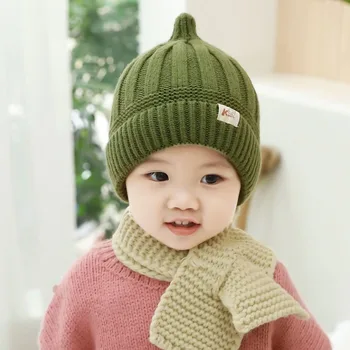 

Baby Woolen Cap New Style for Autumn and Winter Baby Knit Hat Ear Protection Warm Boys and Girls Cute Thick Hat
