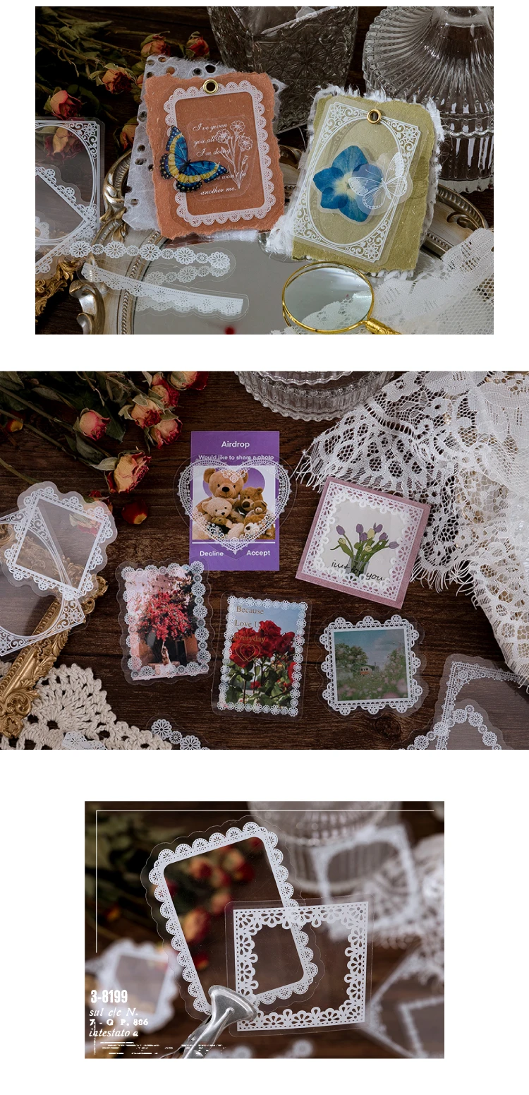 30pcs Die Cuts Scrapbook Stickers Set Vintage Lace Flowers Cute Girl Diy Decorative Stickers For Art Craft Scrapbooking Album