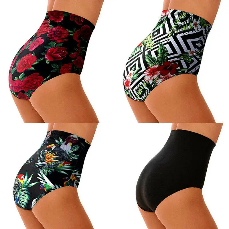 Women High Waist Short Bottom Plus Size Swimsuit Swimwear Bathing Bikini Pant Solid Sexy Swimming Bottom Shorts