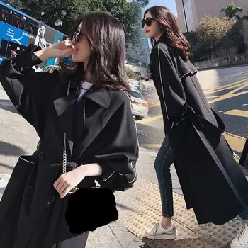 

Autumn Women Casual Slim Double Breasted Long Trench Coat Korean Female Belt Maxi Windbreaker Outerwear