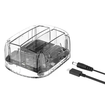 

ORICO 6239C3-C 6239C3 2 Bay SATA to USB 3.0 Transparent External Hard Disk Drive Docking Station for 2.5/3.5 inch SSD HDD Box