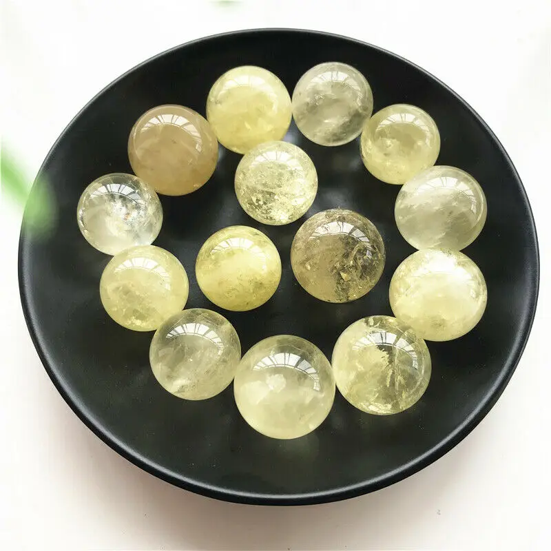 21-24mm Natural Citrine Balls Yellow Quartz Crystal Sphere Ball Healing Stones and Minerals | Дом и сад