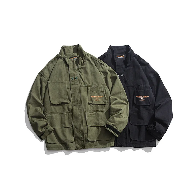 

2019 New Style Japanese-style Popular Brand Men Jacket Autumn And Winter Loose-Fit Multi-pockets Stand Collar Workwear Coat Male