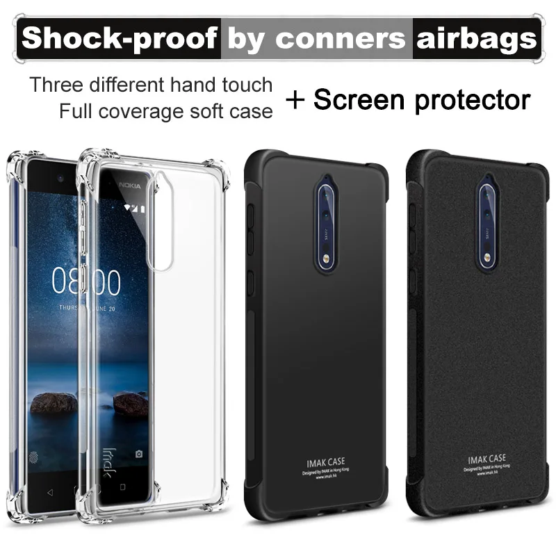 IMAK Corners Airbag Shock-Proof Case for Nokia 8 Soft TPU Cover Dual Sim Full Matte Screen Film |