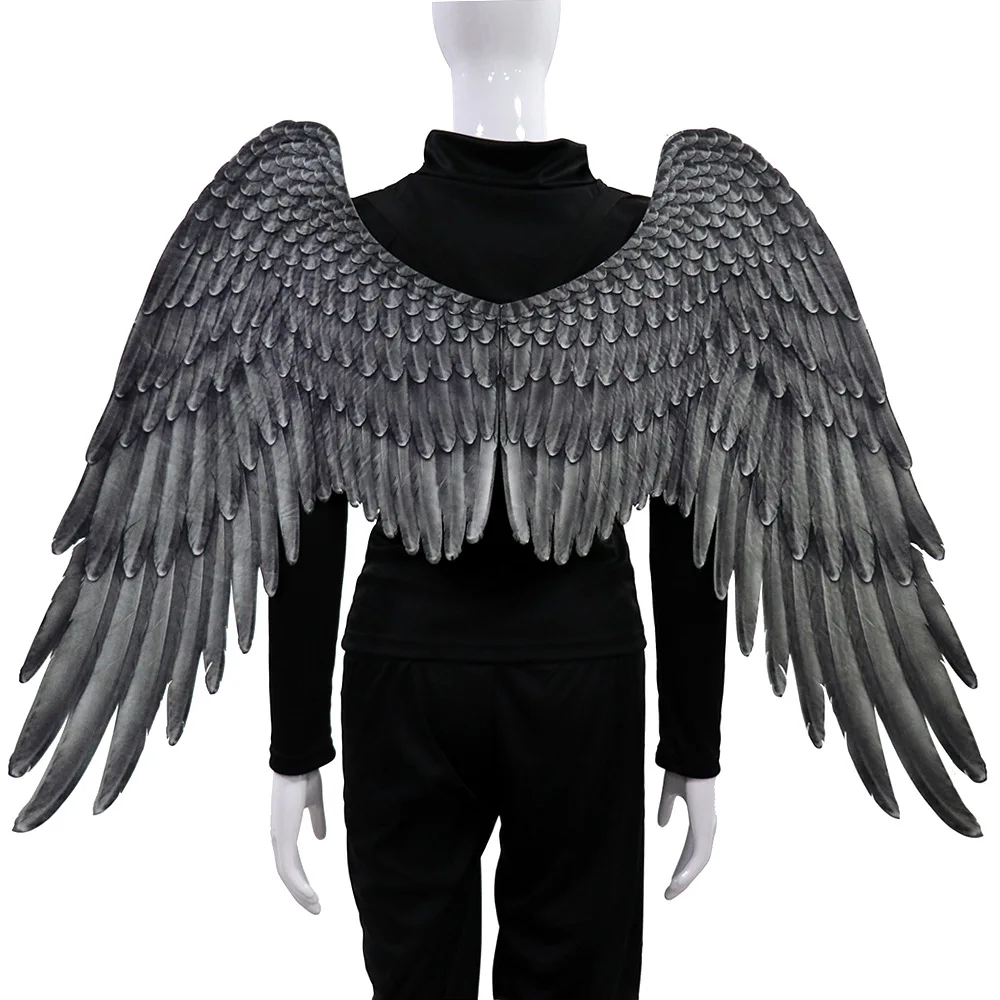 Alas de ángel de Biastnr para Halloween alas de ángel color blanco y negro de dos colores extra grande unisex no tejido 