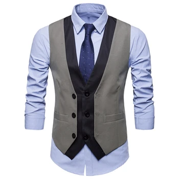 

OLOME Mens Vest Casual Fitness Men Formal Dress Vest Sleeveless Business Vest Waistcoat Men