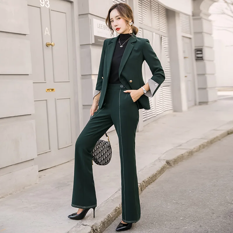 

Ladies wear suit 2019 autumn and winter new long-sleeved double-breasted jacket temperament trousers two-piece women's clothing
