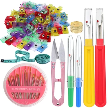 

LMDZ 4 Pcs Sewing Seam Rippers and 100 Pcs Sewing Fabric Clips Kits Thread Remover Tool Embroidery and Quilting Kit with Thimble