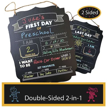 

2Pack First Day of School BlackBoard 2-In-1 Back to School & End of the Year Sign Double-Sided Chalkboard