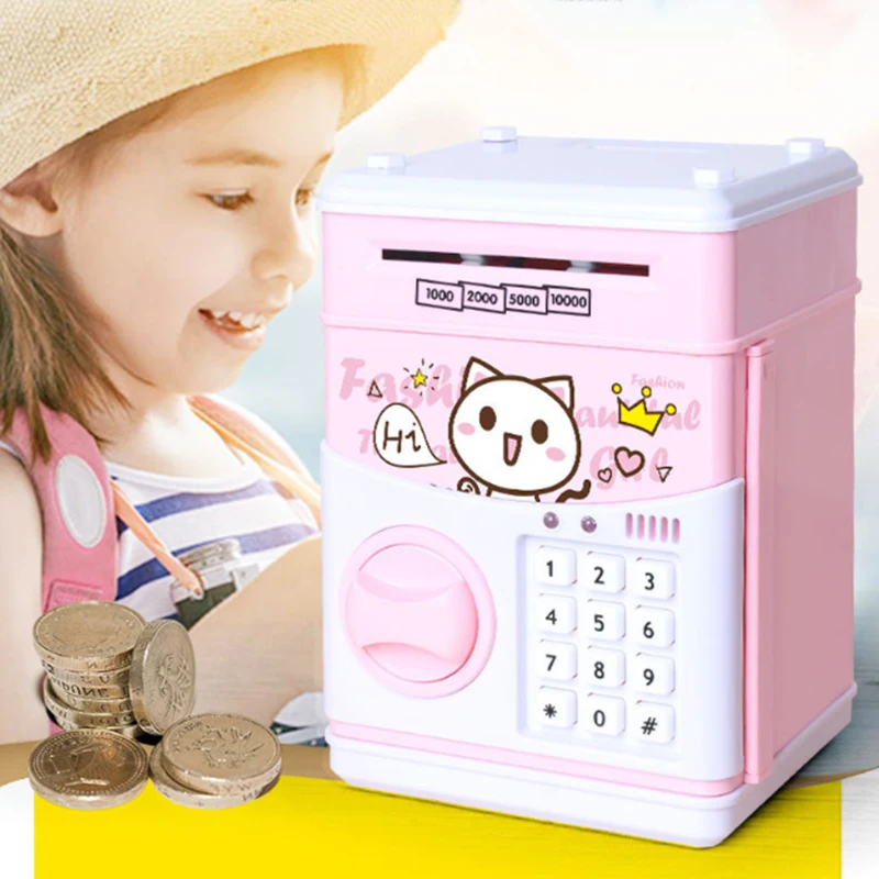 Kids Cartoon Pattern Bank Toy Safe ATM Bank Saving Box Toy Music Money Box Electronic bank Toy Cat Paper Money Cash Coin Bank