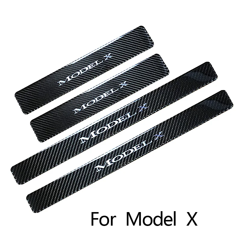 

1Set Car Styling Carbon Fiber Sticker Conversion Accessories Protector Trim for Tesla Model 3 Door Sill Welcome Pedal Decoration