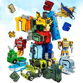 

10Pcs Assembly Number Robot Transformation Deform Plane Car Education Kids Toy New