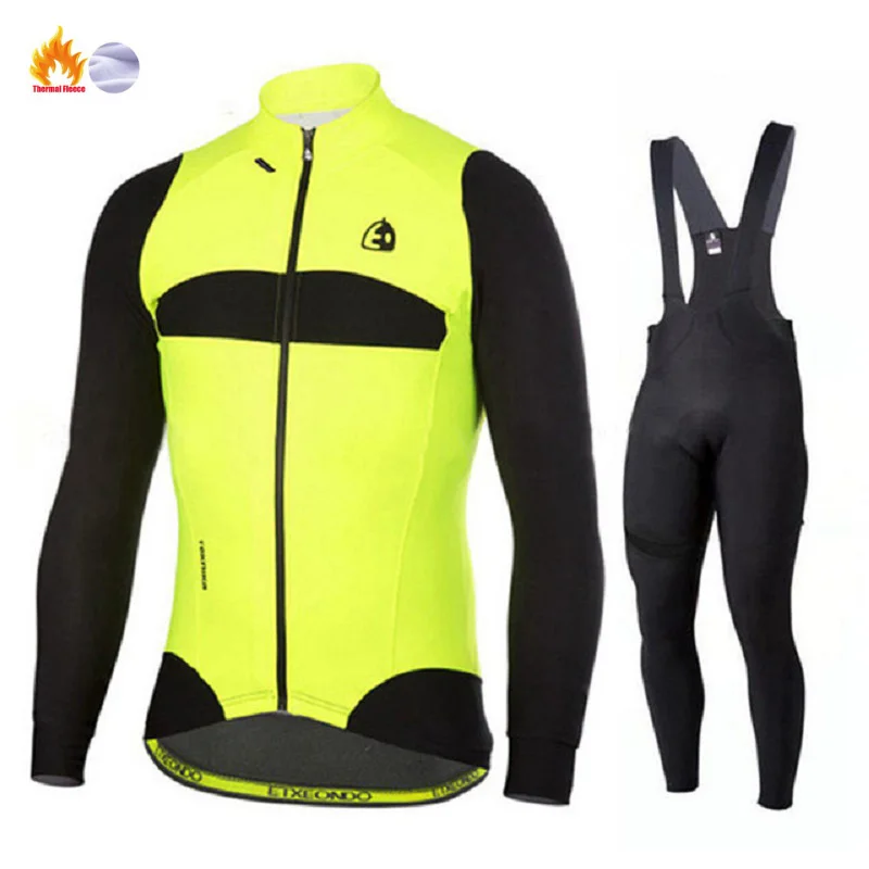 Зимняя Теплая Флисовая качественная одежда Etxeondo для велоспорта, длинный комплект MTB, одежда для велоспорта, спортивная одежда для горного велосипеда, ropa ciclismo - Цвет: Set 17