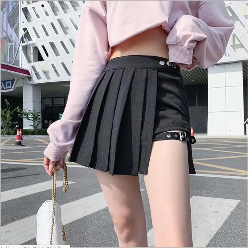 All Match Women Short Skirt Fashion Tartan Red Pleated Skirts Streatwear Plaid Side Button Skirt Womens Casual Mini Skirt - Image 2