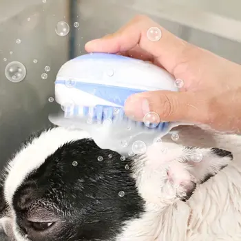 

Massage Pet Bath Brush Multifunction Shower Grooming Tool Shampoo Dispenser Dogs Cats Cleaning Soft Bristles Mouse Shaped