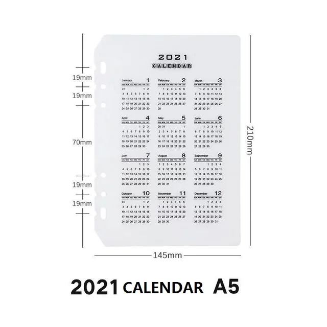 A5/A6/A7 Spiral Notebook Agenda Monthly Weekly Planner 45 Sheets Six Hole Standard Loose-Leaf Paper Office School Stationery 2022 CALENDAR