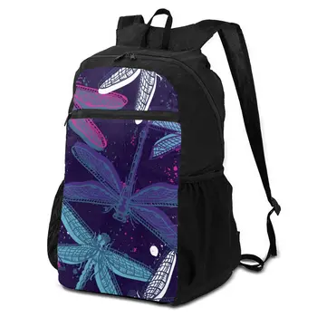 

Hand Drawn Dragonflies Lightweight Packable Backpack Foldable ultralight Outdoor Folding Handy Travel Daypack for men women OLN