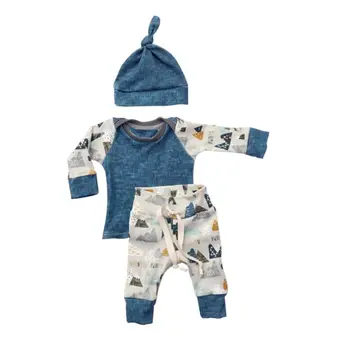 

Baby Boy Clothes Newborn Outfits Spring Blue Cotton Long Sleeve Boy Set Shirt Pants Set Casual Boys Clothing 3PCS