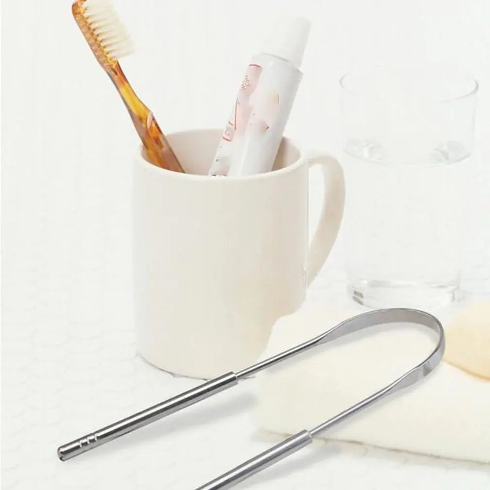 Stainless Steel Tongue Cleaner Remove Bad Breath Device Universal Tongue Coating Cleaner Portable Oral Hygiene Dental Care Stainless Steel Tongue Cleaner Remove Bad Breath Device Universal Tongue Coating Cleaner Portable Oral Hygiene Dental Care