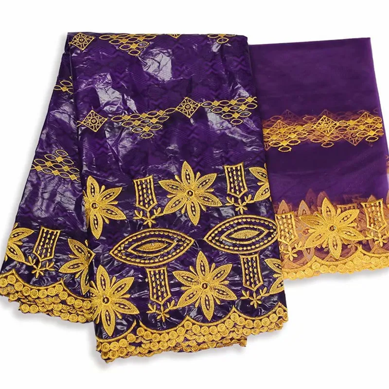 Новое поступление африканская Базен riche ткань с бисером шнур кружевная ткань морская парча ткань для свадьбы KY121409