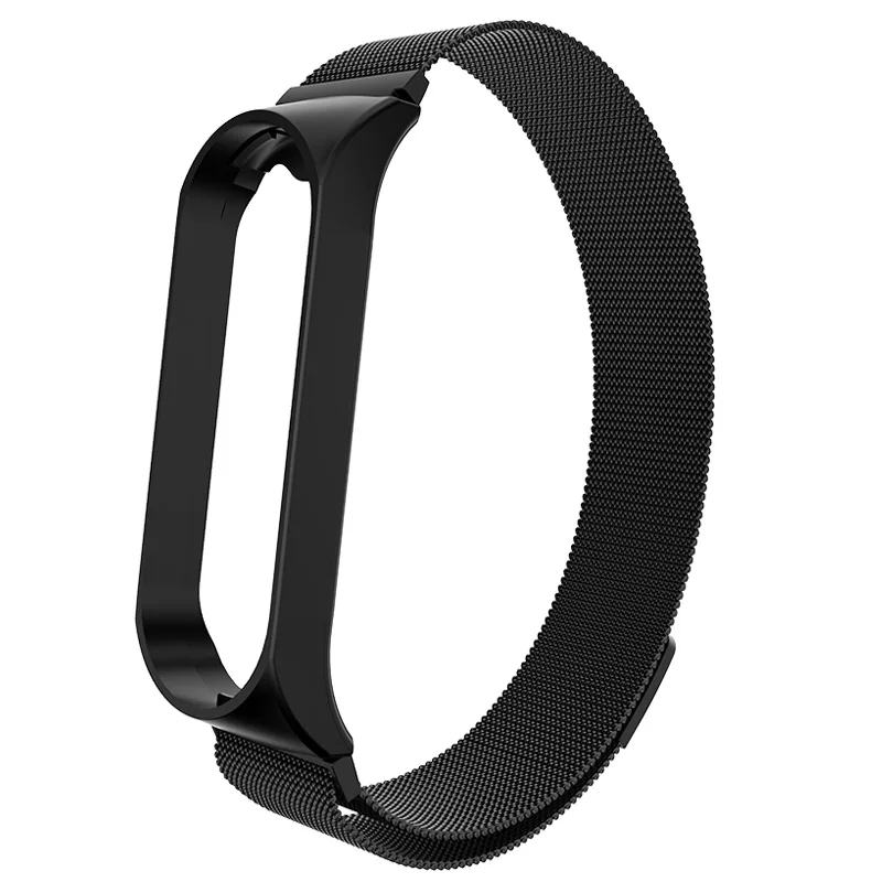 Ремешок mi band 4 из нержавеющей стали для Xiaomi mi band 3 4, умный Браслет, металлический ремешок для часов Xiao mi Band4 mi 4, ремешок на запястье - Цвет: Black