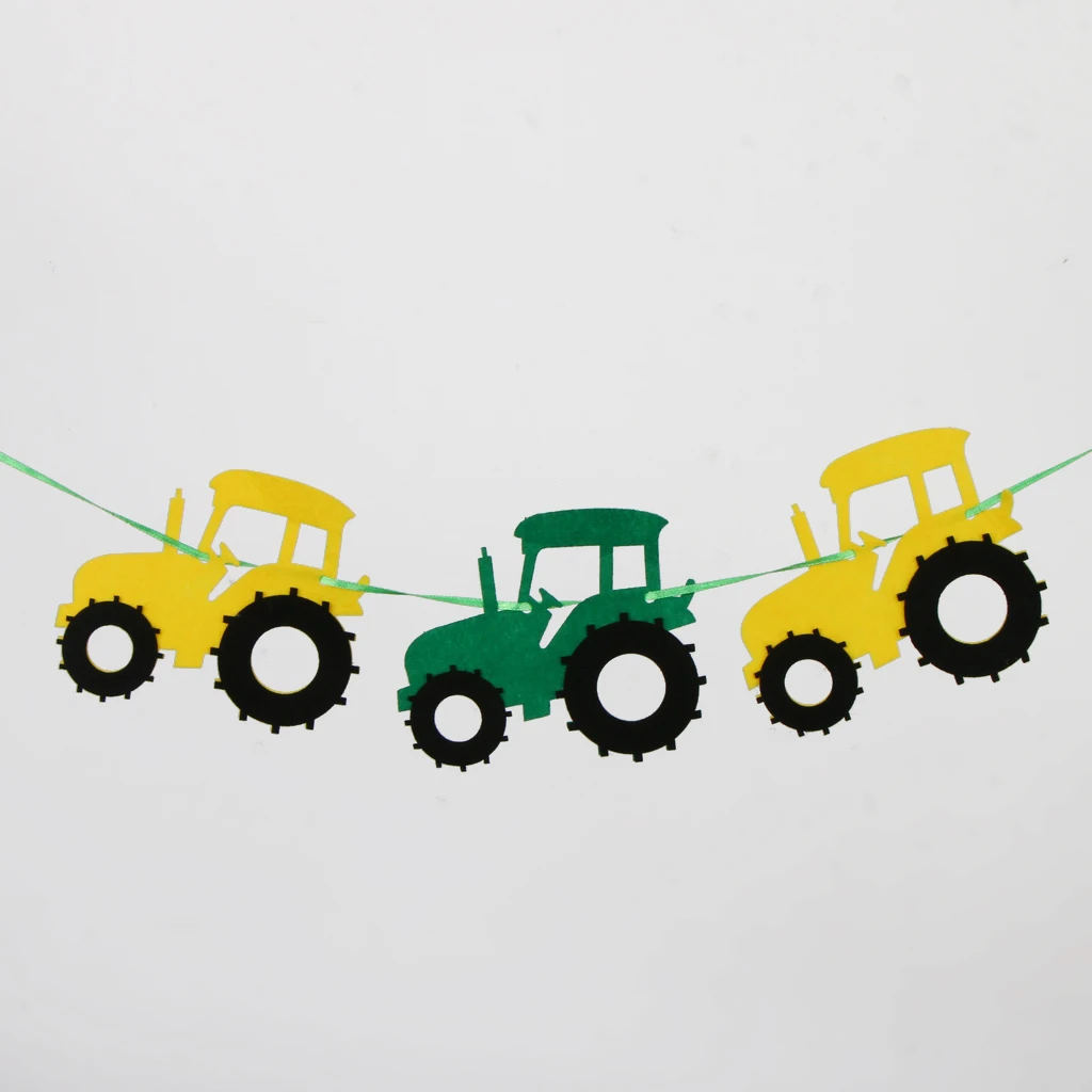 Cute Tractor Car Felt Bunting Banner Vehicle Garland Sign Home Garden Nursery Baby Shower Birthday Party Hanging Decorations