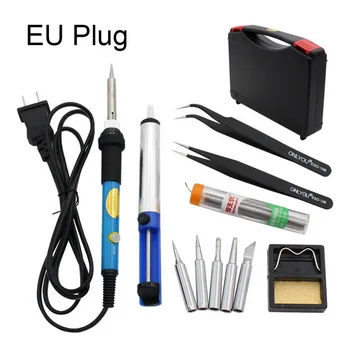 

220V 60W EU Plug Adjustable Temperature Electric Soldering Iron Welding Solder Rework Station Heat Pencil 5pcs Tips Repair Tool