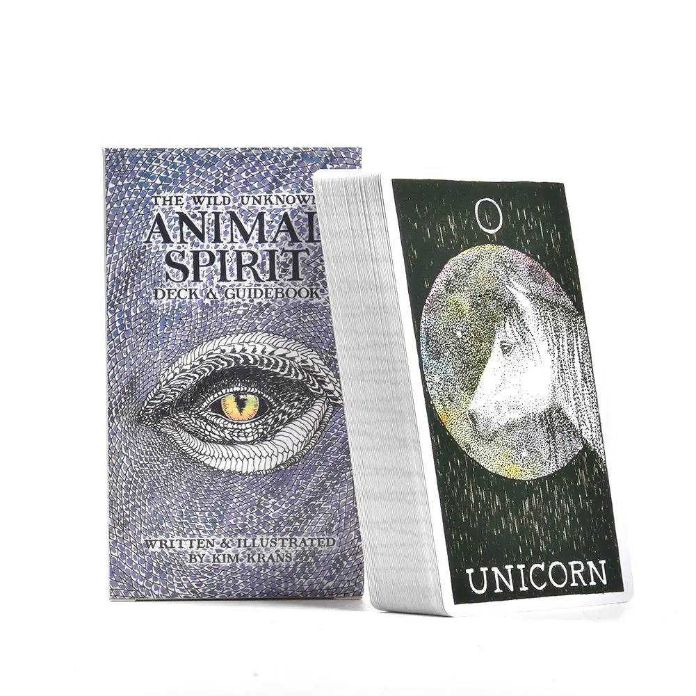 Новый 63 шт. Engels Tarot Dek Voor De Wilde Onbekende Dier Geest Guidebook Kaarten настольная игра Kaart #