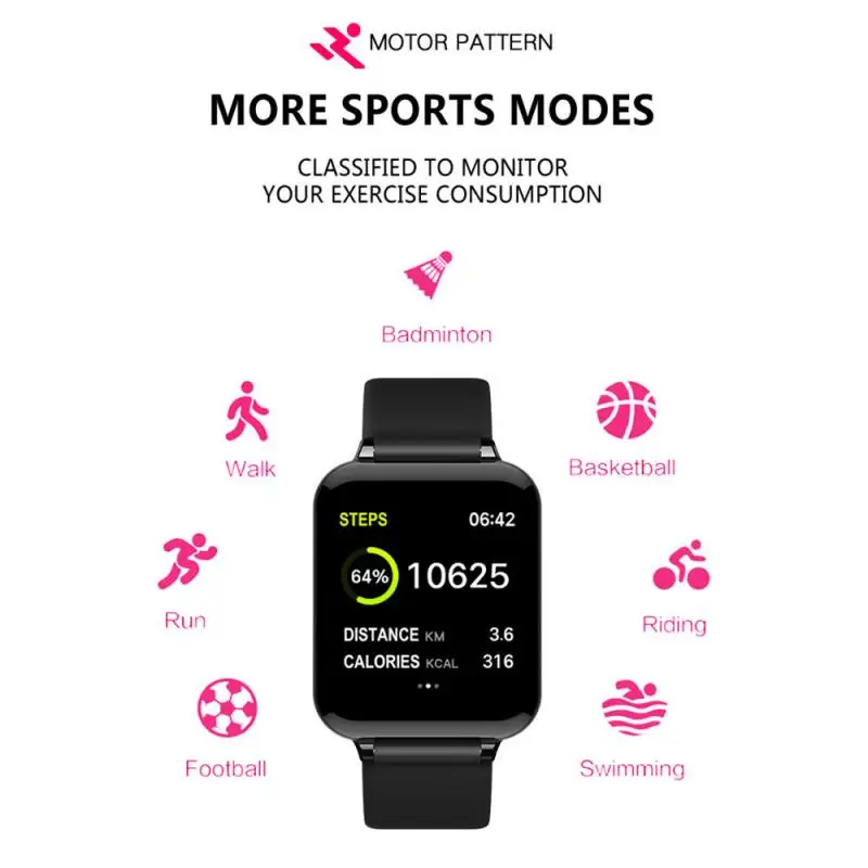 Смарт-часы B57, фитнес-трекер, умные часы для мужчин и женщин, спортивный браслет, пульсометр, измеритель артериального давления, шагомер, умные часы