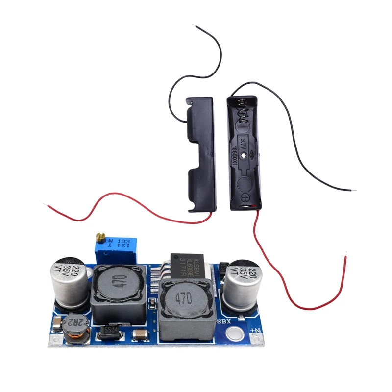 2 шт. Черный 18650 плоский наконечник батареи держатель Чехол и 1x DC-DC Boost Buck