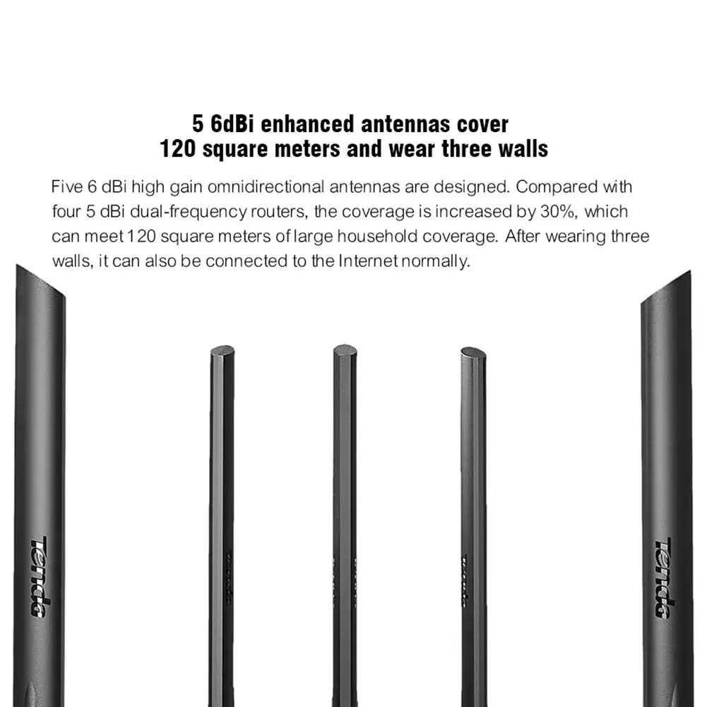 Tenda AC11 AC1200 Wifi Router Gigabit 2.4G 5GHz Dual-Band 1167Mbps Wireless Network Wi-Fi Repeater with 5 High Gain Antennas