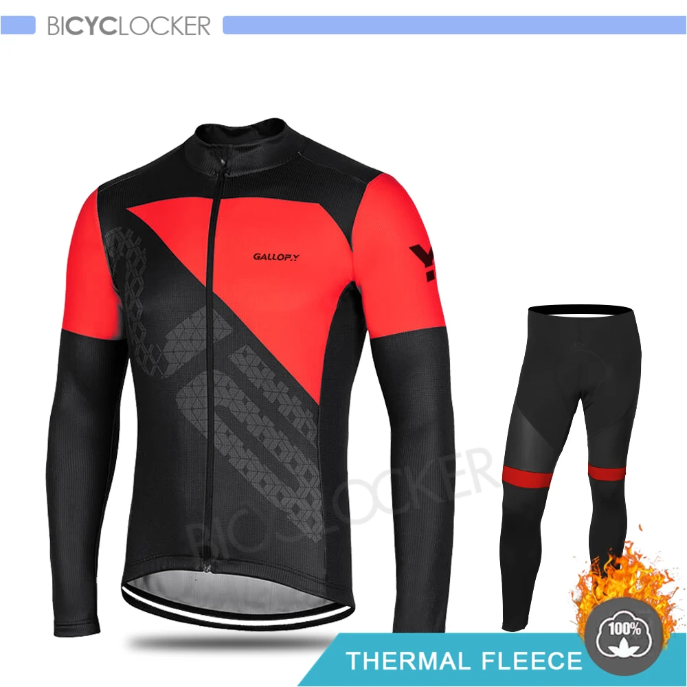 Normal Cycling Set Зимняя одежда для велоспорта MTB, мужская куртка с длинным рукавом, Джерси для велоспорта, термофлисовое пальто, униформа для шоссейного велосипеда, одежда для велоспорта, спортивная одежда - Цвет: Normal Cycling Set