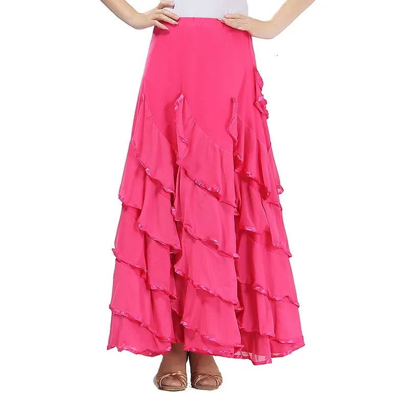 5 Colors Milk Fiber New Modern Dance Dress Female Ballroom Dance Competition Dress Waltz Practice Uniforms Dance Big Hemline (5)