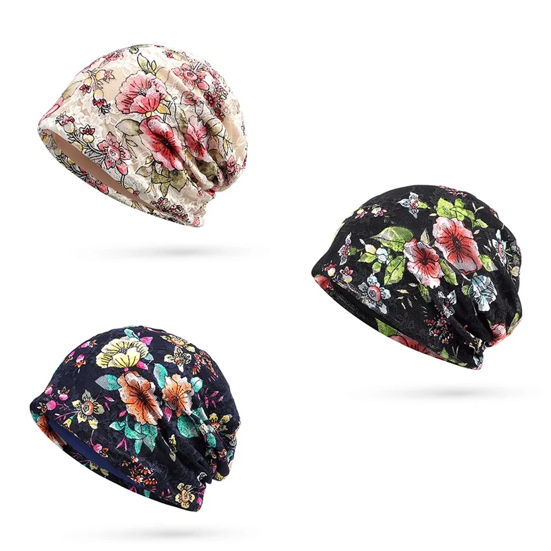

Beanies Skullies Men Women Headdress Fashion High Quality Hip Hop Floral Winter Cap Scarf Adult Polyester Autumn Hat