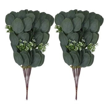 

20Pcs Artificial Eucalyptus Leaves Stems 13.7 Inches Silver Dollar Eucalyptus Plants for Floral Bouquets Wedding Decor