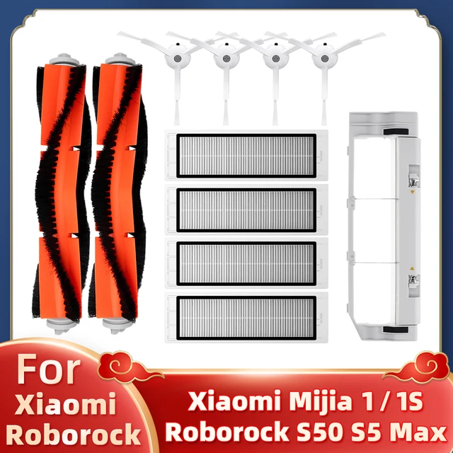 For Xiaomi Mi Robot Vacuum Cleaner 1 / 1S SDJQR01RR SDJQR02RR SDJQR03RR Roborock S502-00 S5 Max S6 Main Side Brush Hepa Filter Set D