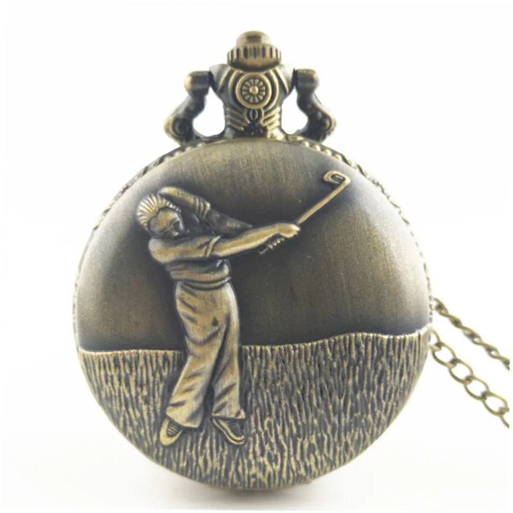 Играя в гольф старинный античный круглый циферблат кварцевые карманные часы ожерелье кулон часы для мужчин женские лучшие подарки
